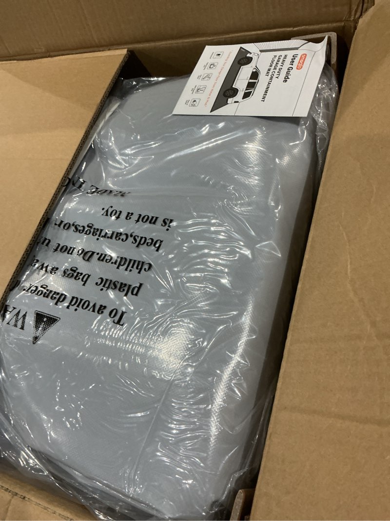 Condition photo showing Good Condition for Garage Floor Mat, Containment Mats for Under Car with Raised Edge Waterproof, Non-Slip Heavy-Duty 1000D PVC for Floor Against Snow, Rain & Mud S (7'9" x 16') Silver