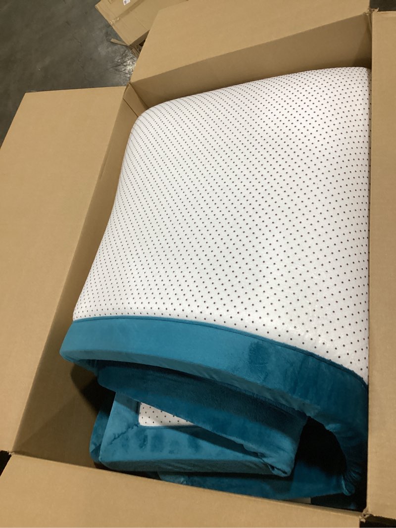 Condition photo showing Good Condition for baby play mat for floor nursery rug muscle mat area rug playroom rug 59"x79" memory foam 1.3" thick crawling mat for babies,toddlers, infants, kids(green) indigo 59"x79"
