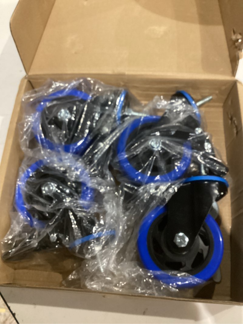 Condition photo showing Good Condition for 4 Inch Stem Caster Wheels Heavy Duty with Dual Locking 2200Lbs, Threaded Stem Casters 3/8" -16 x 1, Swivel Industrial Casters Set of 4, Wheels for Cart and Furniture 4 INCH 3/8"-16x1"