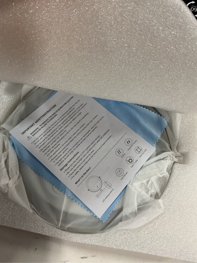 Condition photo showing New/Like New for 5000mAh Rechargeable Wall Mounted Lighted Makeup Vanity Mirror, Double Sided 1X 30X Magnifying Bathroom Mirror, 3 Color Lighting, Touch Screen Dimming, Extended Arm 360 Rotation Shaving Mirror Brush Nickel