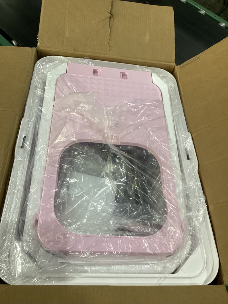 Condition photo showing New/Like New for rizzari stainless enclosed litter box: with scoop & odor control | 304 stainless basin / wide top opening / privacy enclosure / top & swing dual entry / anti-leakage raised rim 23.8"l*15.9"w*16.1"h pink