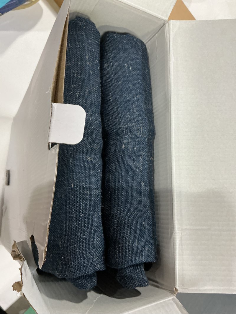 Condition photo showing Good Condition for OWENIE Pinch Pleated Navy Blue Curtains for Bedroom Living Room 90 Inches Long 2 Panels Set, Farmhouse Linen Blend Back Tab Semi Sheer Light Filtering Dining Room Curtains Drapes, Each 40" Wx90 L Navy Blue 40"W x 90"L (Pack of 2)