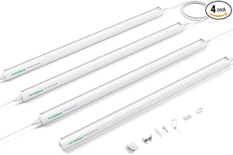 VIVOSUN 2ft Grow Lights for Indoor Plants Full Spectrum, LED Plant Lights 60W(4 X 15W), T5 Grow Light Strip for Seed Starting, Greenhouse, Hydroponics, SGS Compatible, Linkable, 5000K, 4-Pack