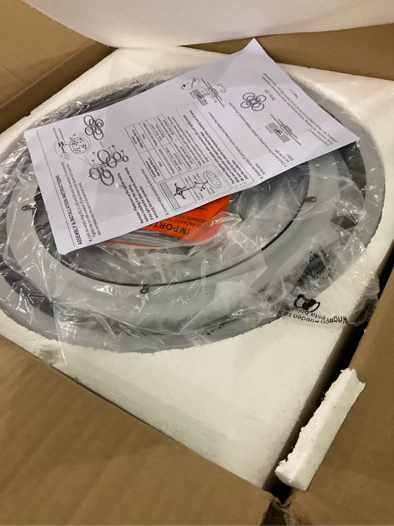 Condition photo showing Good Condition for Vikaey Modern LED Flush Mount Ceiling Light, 8 Rings Black Close to Ceiling Light Fixtures, Living Room Lighting Ceiling Lamp for Dining Room, Bedroom, Kitchen, 4000K Not Dimmable 8-Light Black