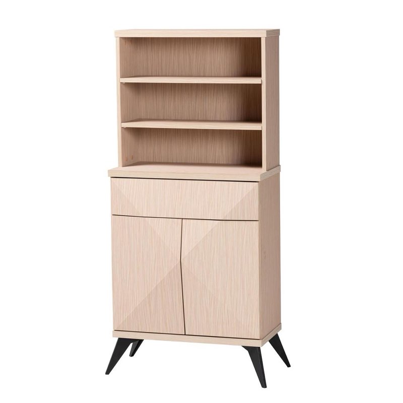 Baxton Studio Draper Mid-Century Modern Two-Tone Light Brown And Black Wood Kitchen Cabinet