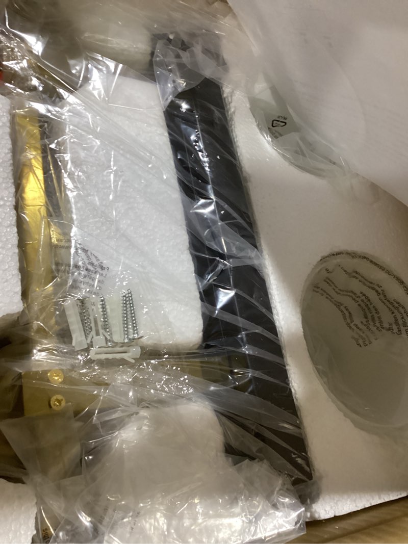 Condition photo showing New/Like New for 1 light modern bathroom light fixtures over mirror, black gold vanity lights for bathroom wall sconces with milky white glass shades, e26 socket (bulbs not included) black gold - milky white glass shades 1-light