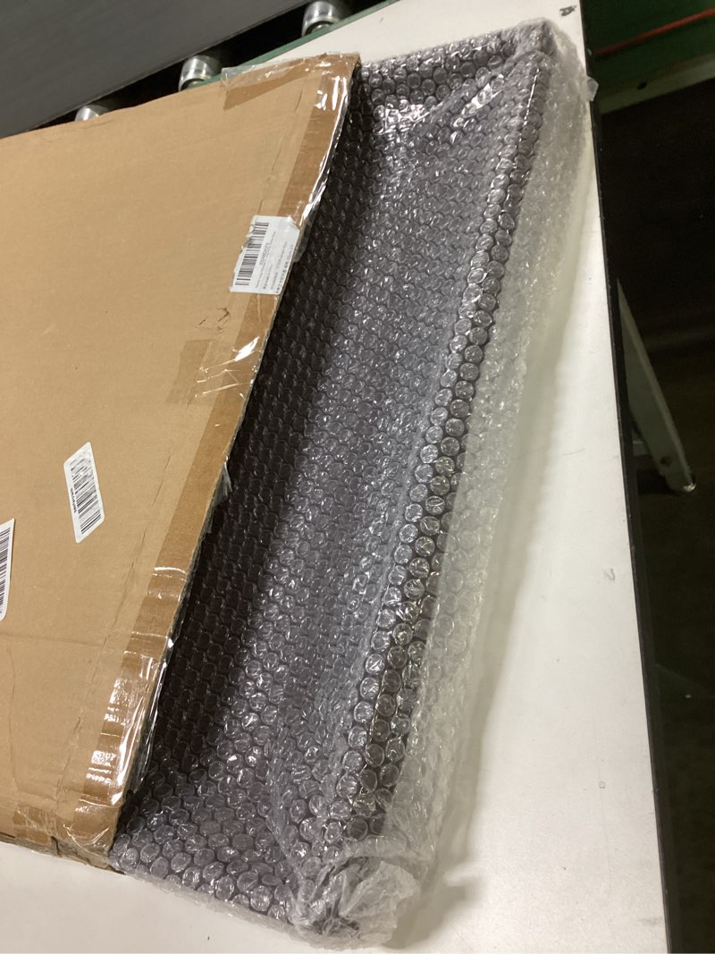 Condition photo showing Good Condition for Hanobe Large Ottoman Serving Tray: Faux Leather Coffee Table Trays with Handles 22 Inch Square Extra Big Oversized Aesthetic Modern Brown Ottoman Topper for Living Room Parties Home 21.7" x 21.7" x 2" Brown