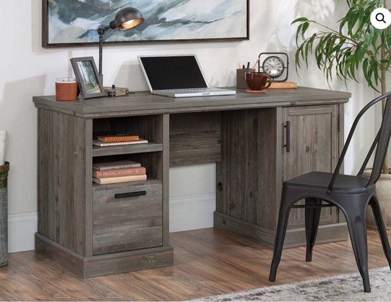 double ped desk with drawer in pebble pine