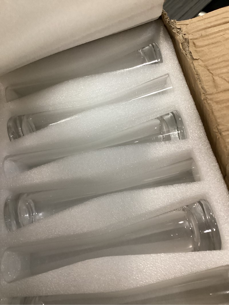 Condition photo showing New/Like New for hewory glass bud vases for centerpieces set of 18, handmade modern clear small skinny decorative single flower vase, minimalist slim floral vase for home wedding party events table decor, 7.87" 18 7.87in