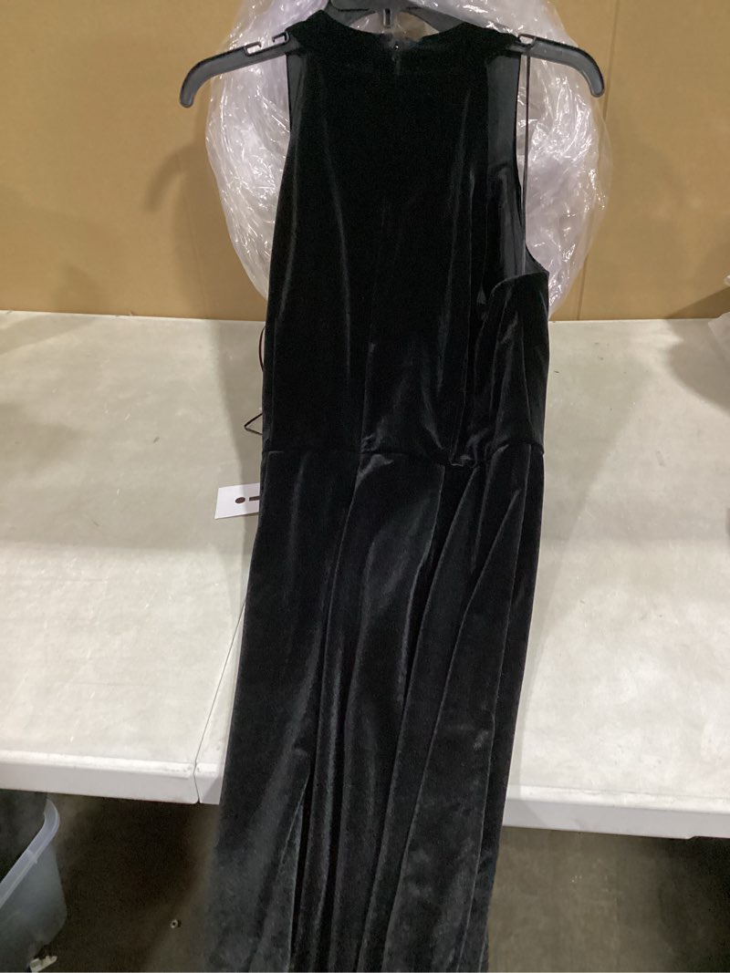 alex evenings women's long velvet halter neck mother of the bride gown with beaded hip and front sli