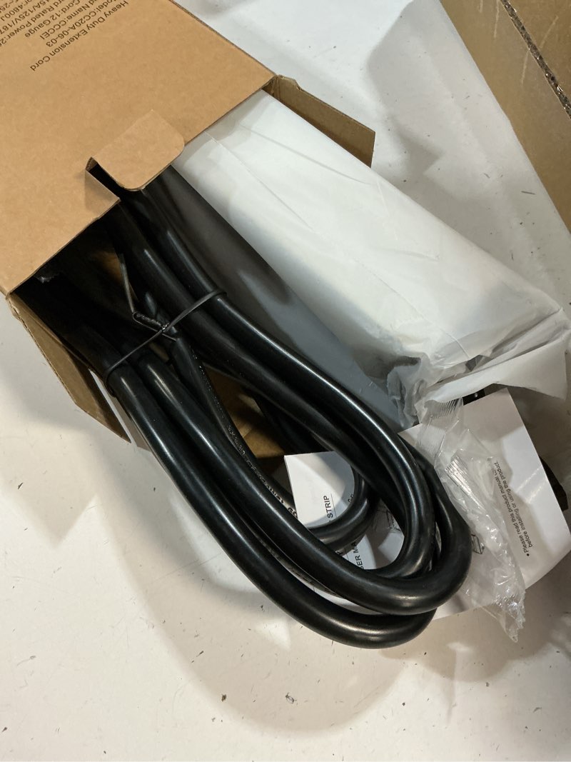 Condition photo showing New/Like New for cccei 3 outlet heavy duty surge protector power strip 20 amp individual switches. 12 gauge extension cord, overload, ground protection. garage wall mount electric extender, 10ft, silver. 10ft silver