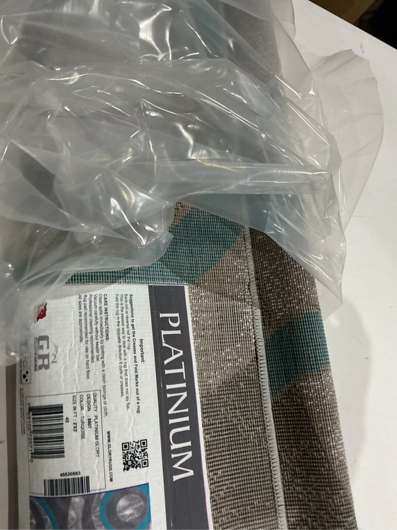 Condition photo showing Good Condition for glory rugs area rug moder2x3 turquoise circles geometry soft hand carved contemporary floor carpet fluffy texture for indoor living dining room and bedroom area turquoise 5' x 7' (rectangular)