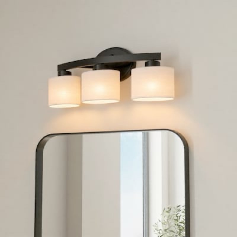 allen + roth merington 21.5-in 3 light matte black transitional bathroom vanity light