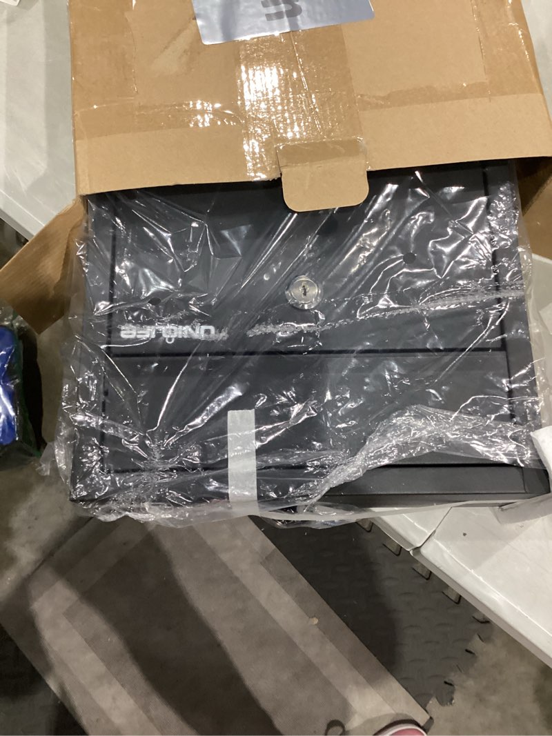 Condition photo showing Good Condition for Uniclife Wall Mount Mailbox for Outside, Locking Mail Box, Large Mailbox with Key Lock, Security Mail Box for House, Safe Key Drop Box, Post Box, Steel Cash Drop Box for Home Office School, Black Blcak Key Lock