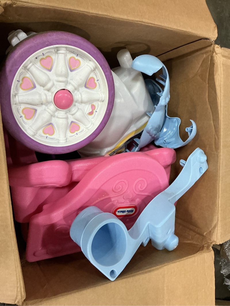 Condition photo showing As Is for little tikes princess horse & carriage, multicolor large