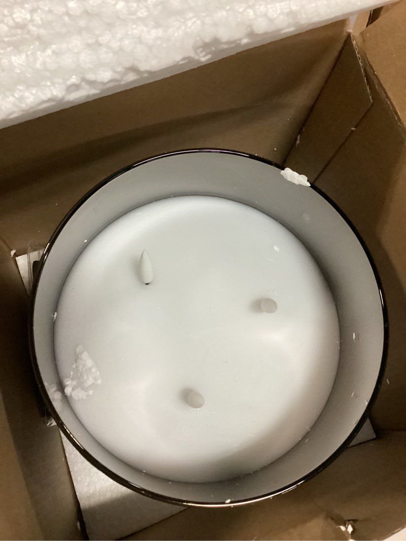 Condition photo showing Good Condition for eywamage 3 wick smoke grey glass flameless led candle with remote, flickering large battery pillar candle decor ? 6" h 6"