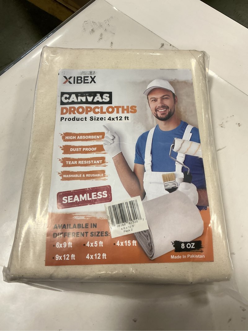 XIBEX CANVAS DROPCLOTHS 4x12 ft pack of 2 8 OZ