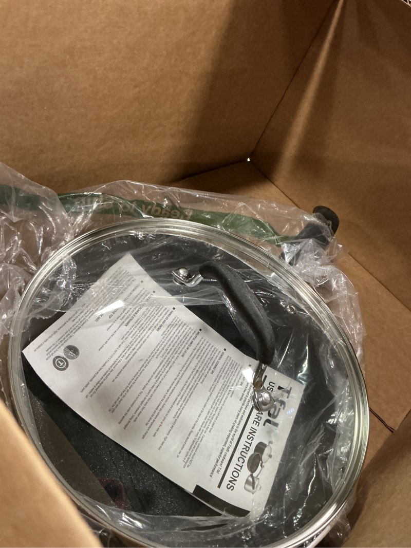 Condition photo showing As Is for T-fal Ultimate Hard Anodized Nonstick Fry Pan With Lid 10 Inch, Oven Broiler Safe 400F, Lid Safe 350F, Cookware, Kitchen, Home, Versatile Frying Pan, Skillet, Pots and Pans, Dishwasher Safe, Black 10 inch Fry Pan With Lid