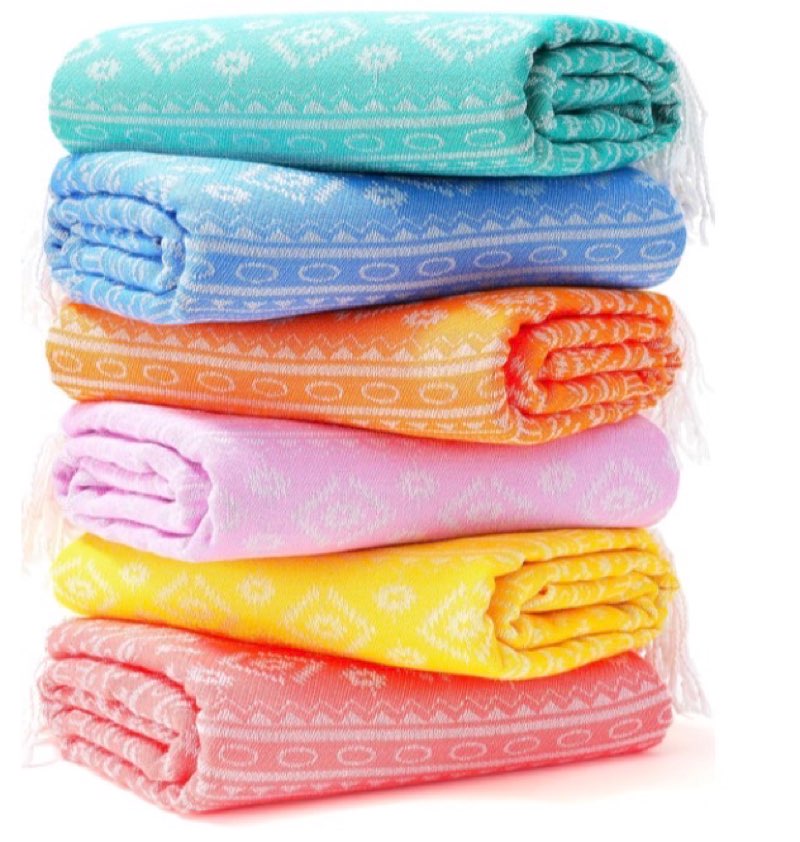 Genovega 6 Packs Oversized Stripe Turkish Beach Towel 74"x38" Thin Quick Dry Sand Free Pool Swim Tow