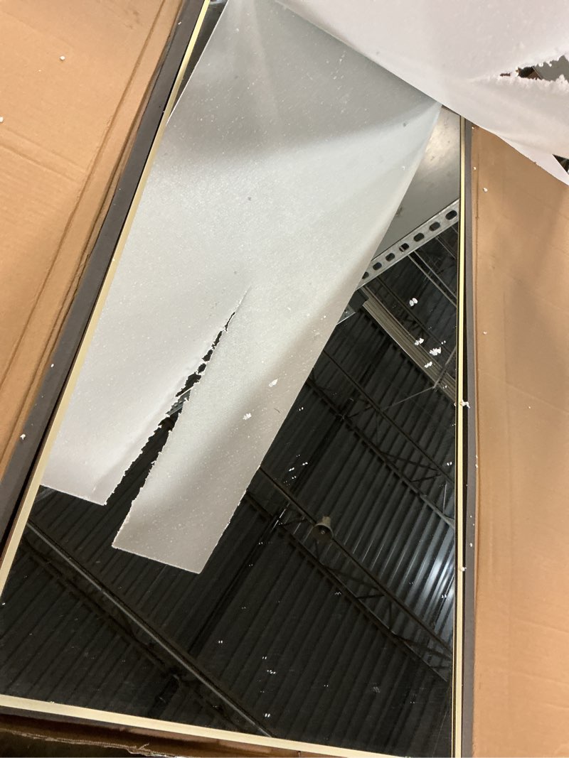 Condition photo showing Good Condition for Full Length Mirror, 58" x 18" Arched Full Body Mirror Large Standing Floor Mirrors, Mirrors for Bedroom, Bathroom, Living Room Standing or Wall Leaning, Gold Gold 58"L x 18"W Antique