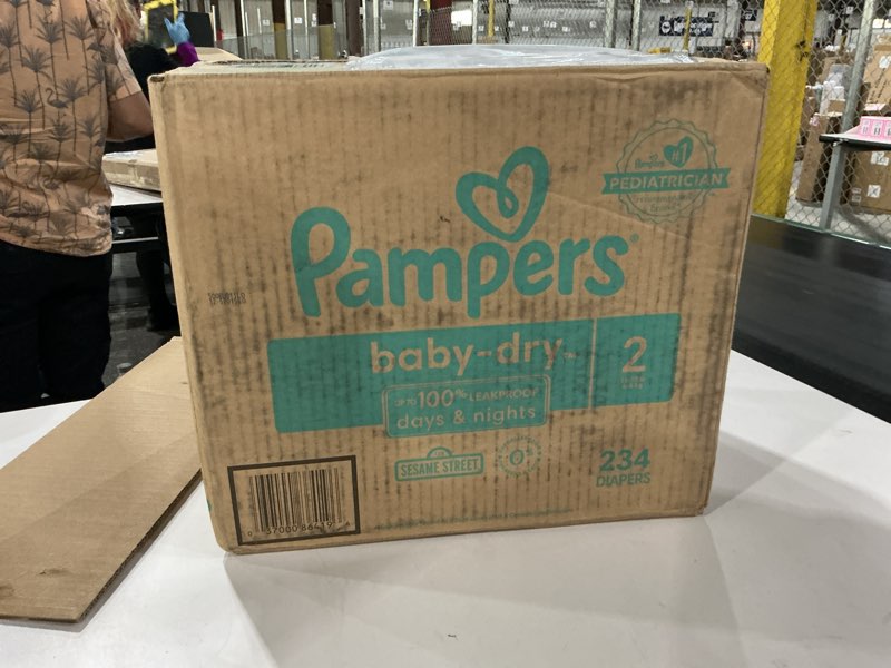 Condition photo showing New/Like New for Pampers Diapers - Baby Dry - Size 2, 234 Count, Absorbent Disposable Infant Diaper (Packaging May Vary) Size 2 234