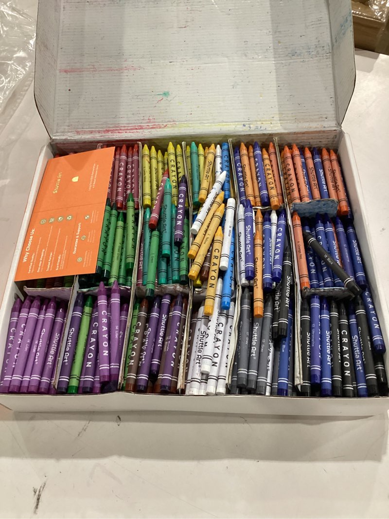 Condition photo showing As Is for shuttle art crayon bulk class pack - 720 count, 18 assorted colors with 40 crayons per color, non-toxic bulk crayon school supplies for teachers and kids arts & crafts supplies