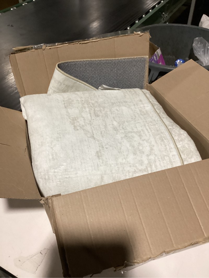 gray area rug 8x10 machine washable large vintage living room distressed non slip carpet traditional indoor bedroom grey retro floral accent throw rug for office kitchen dining room