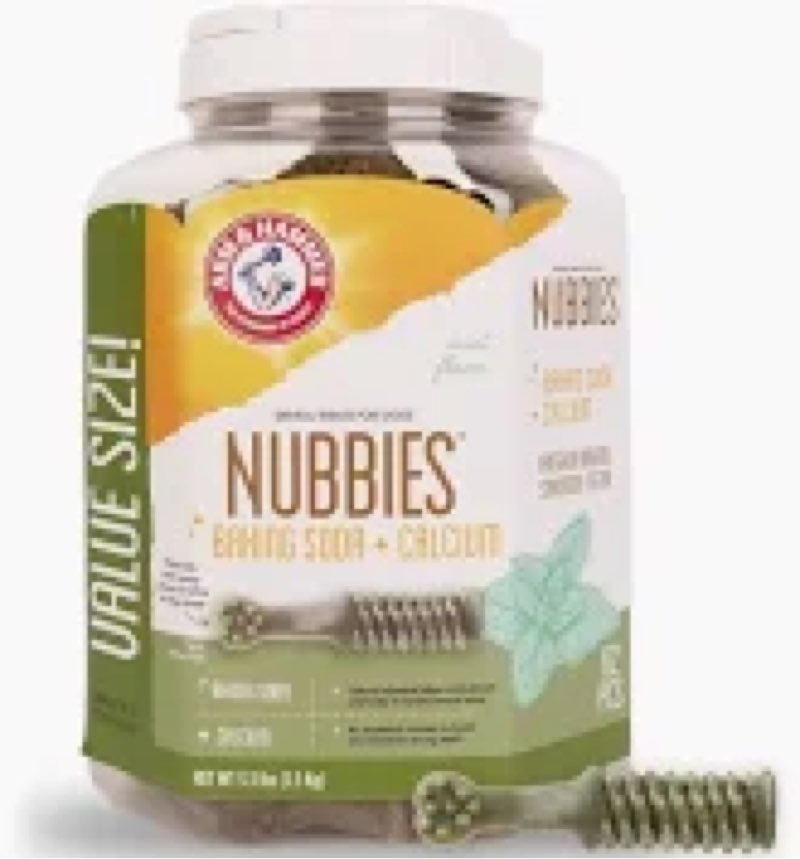 (exp:28/02/18) arm & hammer for pets nubbies dental treats for dogs with baking soda and calcium, treat chews help 