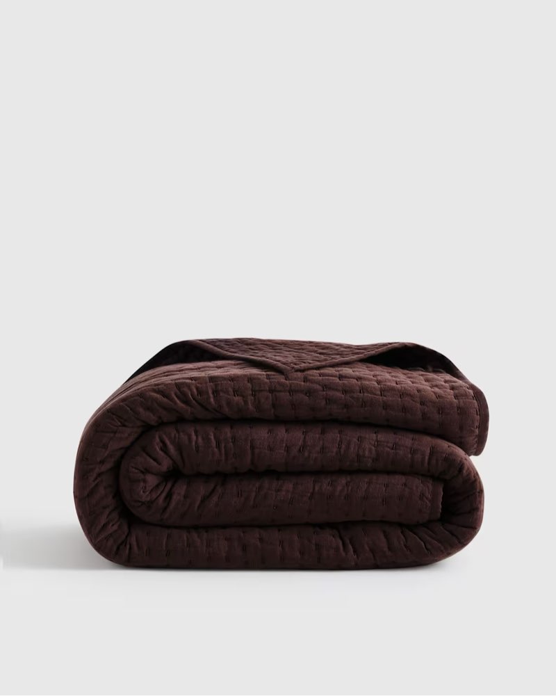 European Linen Cotton Stitch Quilt color Espresso size king 
