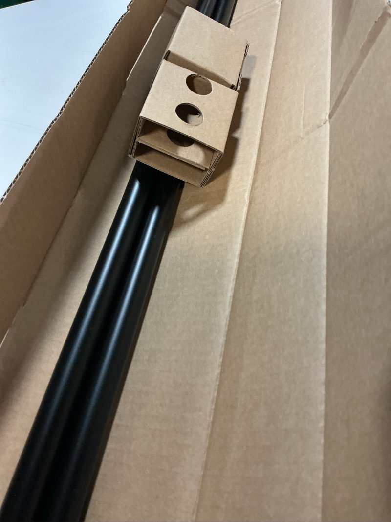 Condition photo showing As Is for umbra twilight curtain rod set – wrap around design ideal for blackout or room darkening panels, 66 to 144 inches, black black 66" to 144"