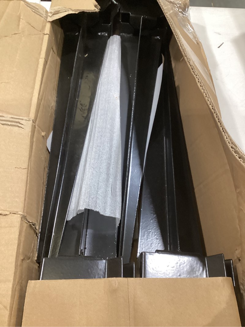 Condition photo showing As Is for fence post anchor metal ground spike heavy duty black coated powder fences stakes posts support base for 4"x4" mailbox or fence post, 24"x4"x4" outer dia (3.5"x3.5" inner dia), pack of 4