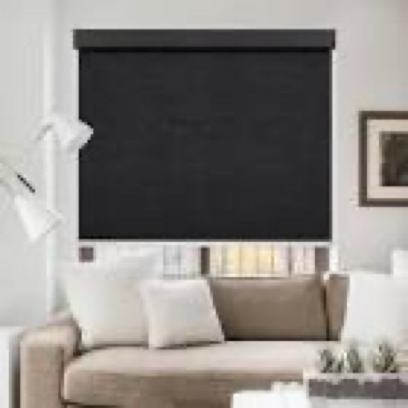 Persilux Motorized Roller Blinds with Remote Control, Light Filtering Electric Window Shades Work with Alexa Google via Hub, Rechargeable Smart Blinds for Windows, Custom Size, Light Filtering-Black29X72