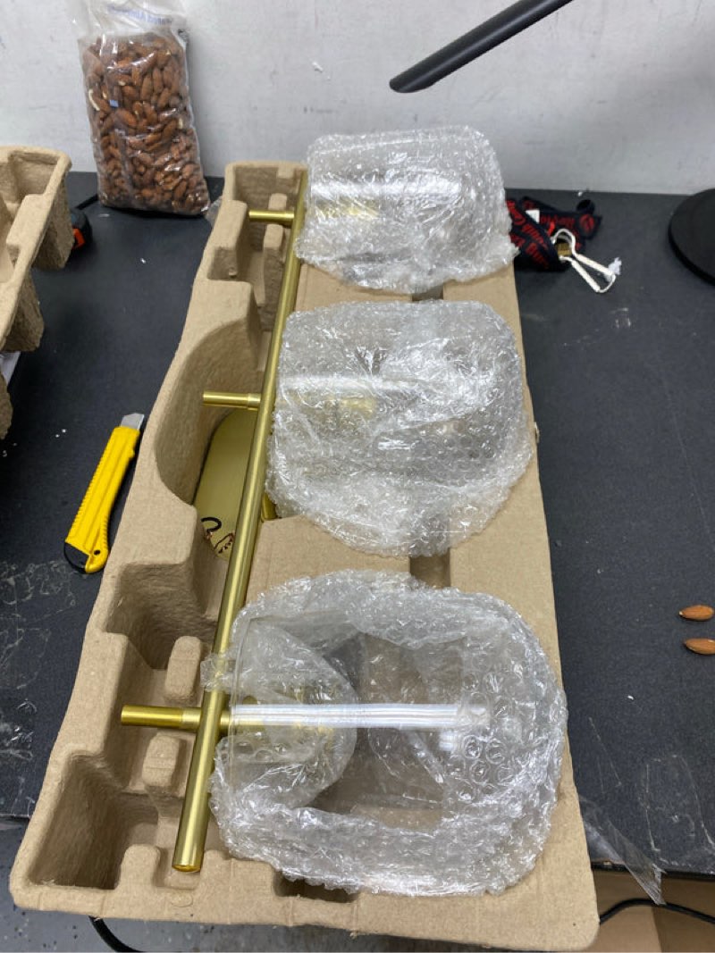 Hampton bay GS-W070807BS Pavlen 24 in. 4-Lights Antique Brass Vanity Light with Clear Glass Shades