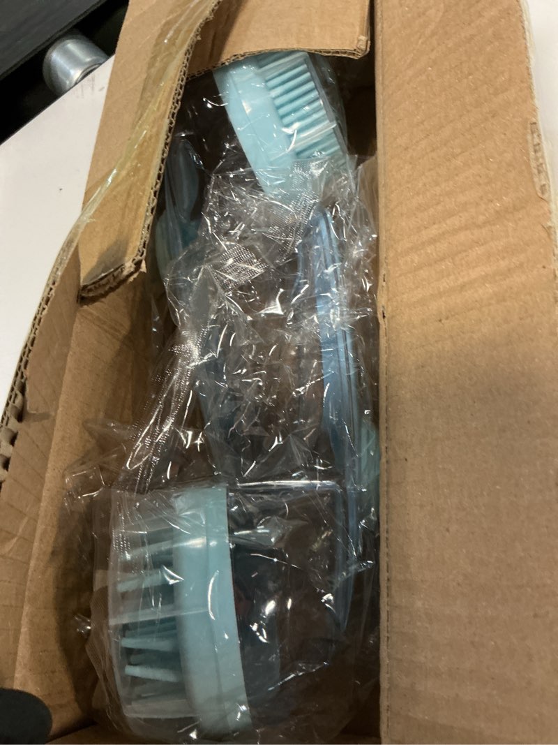 Condition photo showing Good Condition for Pet Bath Brush with Shampoo Dispenser, Dog Bath Brush and Grooming Massage Brush for Dogs & Cats, Easy Dog Washing Brush for Short and Long Hair, Coarse and Fine Teeth 2pcs (Blue)