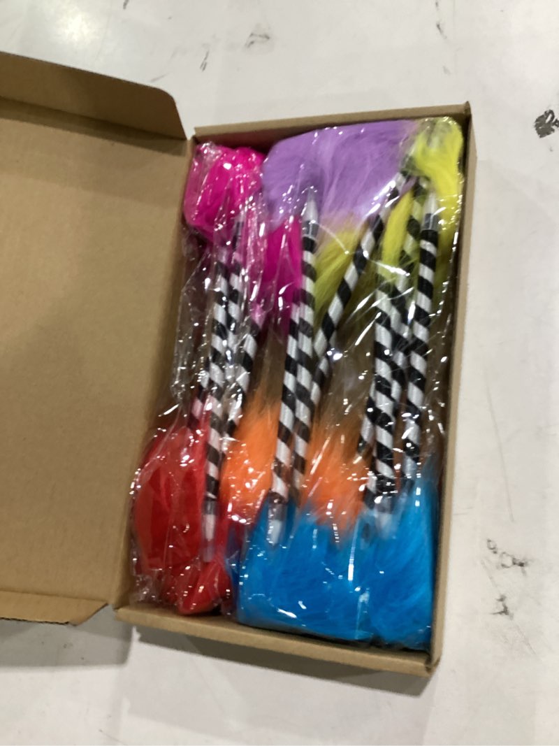 Condition photo showing New/Like New for 12 pcs tree pompom pen colorful fluffy ball pens cute fuzzy pom pom pens gift for 100th day of school office, rose, orange, yellow, purple, red, and blue(black and white)