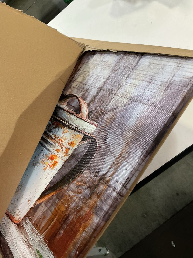Condition photo showing Good Condition for serimino floral wall art, large wall art, rustic wall decor, daisy wildflower canvas pictures, retro still life art prints, cozy paintings for living room bathroom bedroom kitchen farmhouse 20"x40" 40"l x 20"w rustic still life