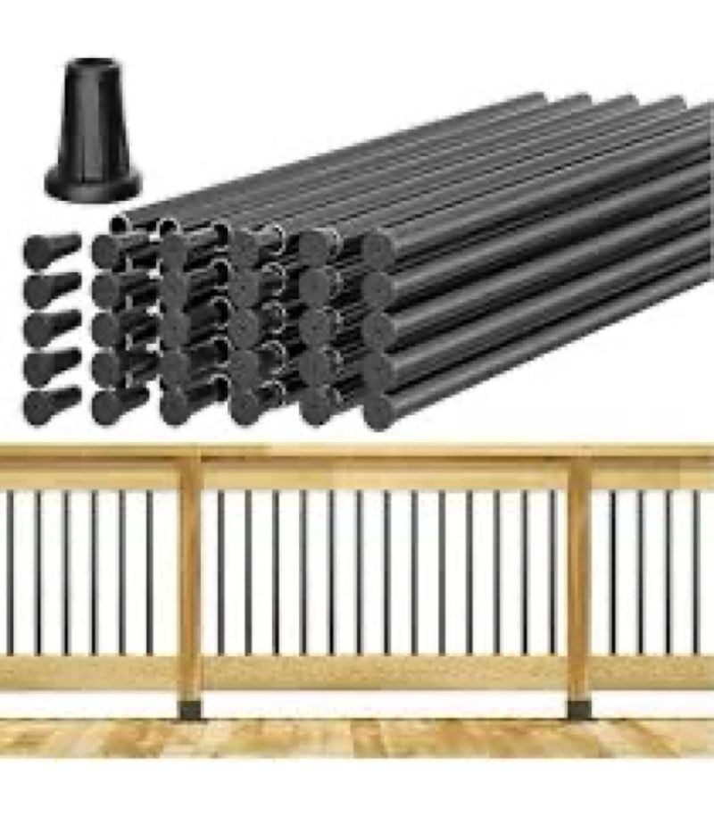 Antsky 36" Round Aluminum Balusters for Deck Railing, Hollow Deck Spindles with Screws for Railing F