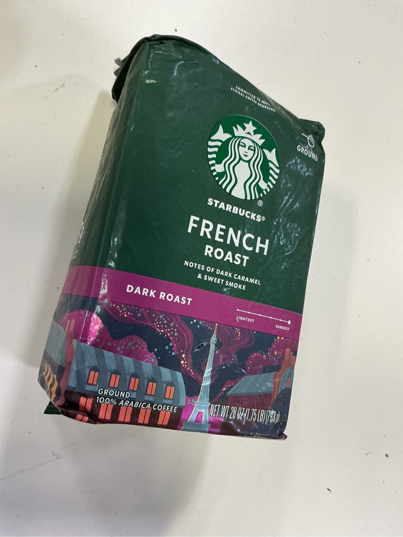 Condition photo showing New/Like New for  (BBD :24 /JAN /2026 )) Starbucks Ground Coffee, Dark Roast Coffee, French Roast, 100% Arabica, 1 bag (28 oz) French Roast 28 Ounce (Pack of 1)
