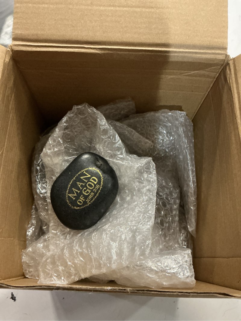 Condition photo showing Good Condition for wesiti 24 pcs man of god engraved stones christian father gifts with bible verses scripture stones inspirational rocks religious gifts for father's day husband pastor baptism teacher