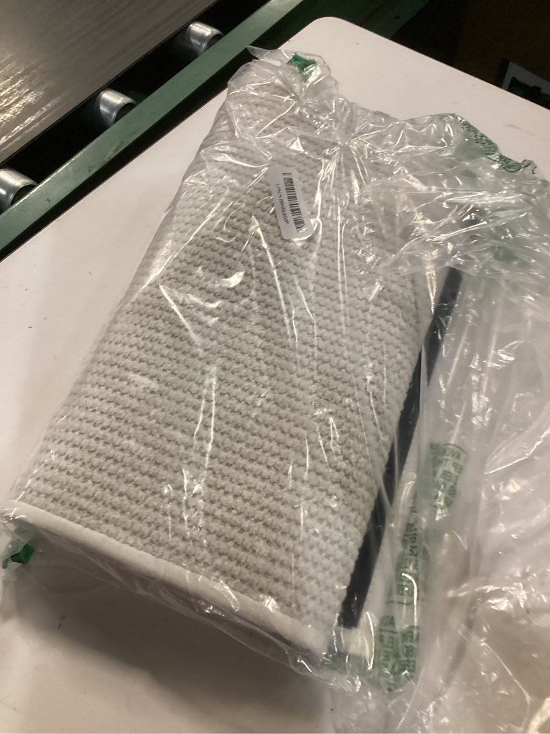 Condition photo showing Good Condition for MontVoo Bathroom Runner Rugs,Chenille Absorbent Bath Mat Runner Quick Dry Rubber Backed Bath Runners Non Slip Washable Long Bathroom Rugs,Ultra Thin Bath Rugs Fit Under Door,17"x59",White 17"x59" White