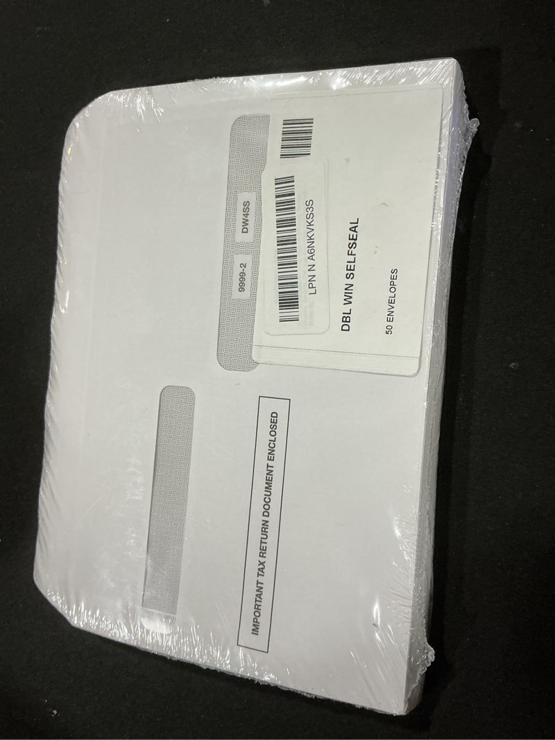 50 W2 Envelopes, for 4-Up Style W-2 Forms, Double Window, Security, Self Seal Envelope, W-2 Tax Form