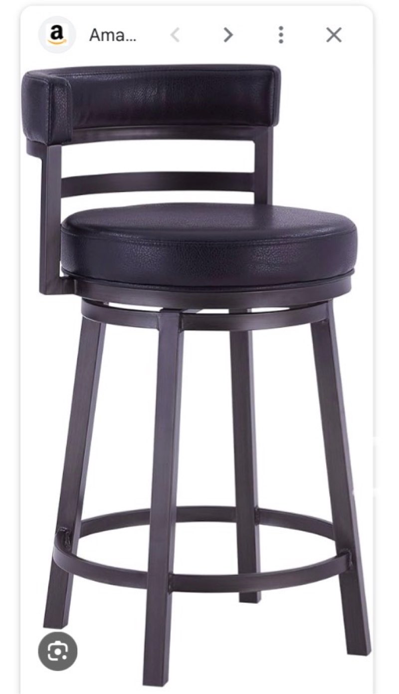 Armen Living Titana 30" Bar Height Metal Swivel Barstool in Ford Black Faux Leather and Black Finish