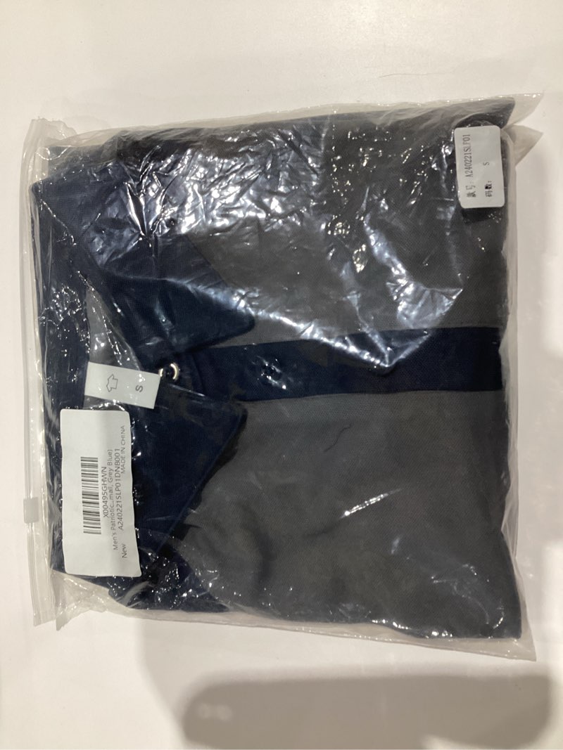 Condition photo showing New/Like New for Men's Polo Shirt Short Sleeve Quick Dry American Flag Print Graphic Split Color Golf Shirt for Sport Grey Blue #4 Medium
