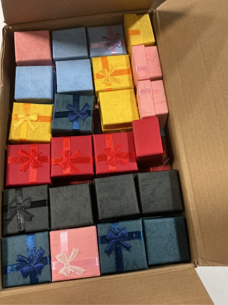 Condition photo showing Good Condition for Bucherry 72 Pcs Ring Boxes 1.6 x 1.6 In Hard Cardboard Jewelry Box with Ribbon Bow Small Jewelry Gift Cases for Small Business(Regular Color)