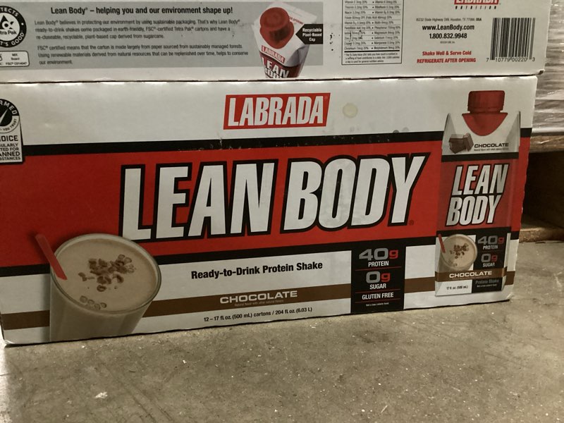 Condition photo showing New/Like New for Labrada Lean Body Ready-to-Drink Chocolate Protein Shake, 40g Protein, Whey Blend, 0 Sugar, Gluten Free, 22 Vitamins & Minerals, LABRADA, 17 Fl Oz (Pack of 12) Chocolate 204 Fl Oz (Pack of 1)