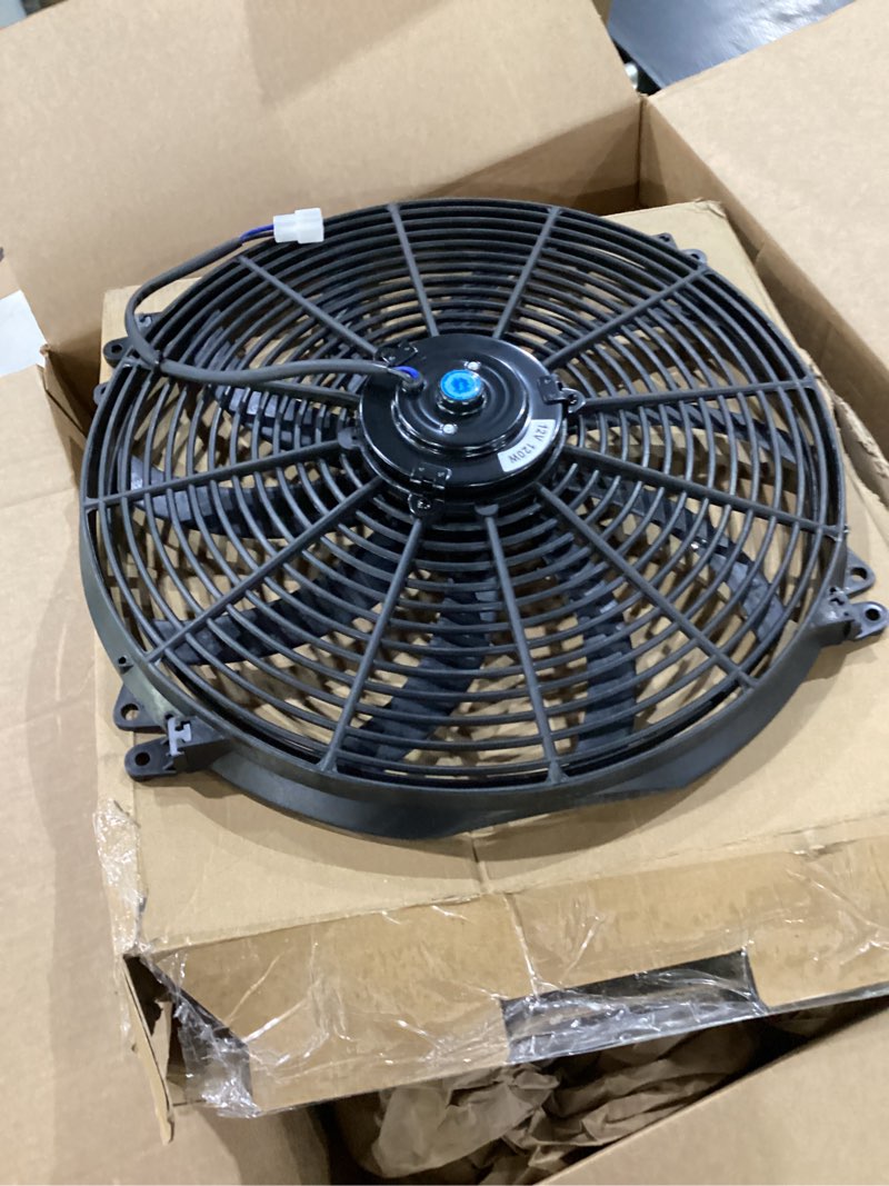 Condition photo showing New/Like New for jdmspeed new universal slim 16" inch 12v pull 1500 cfm radiator cooling fan with mounting black 16 inch black