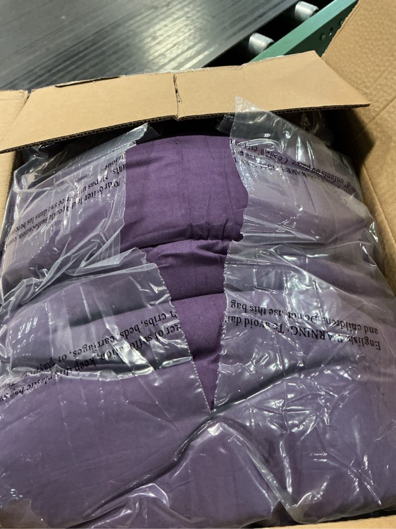 Condition photo showing As Is for hyleory all season twin size bed comforter - cooling goose down alternative quilted duvet insert with corner tabs - winter warm - machine washable - purple twin?64*88? purple