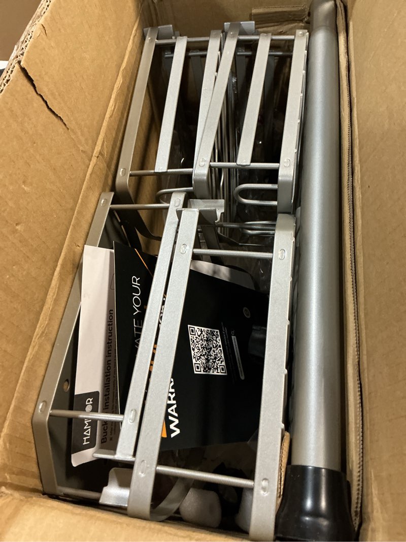 Condition photo showing Good Condition for hamitor corner shower caddy tension pole: rustproof 4-tier bathroom organizer shelves for bathtub shampoo storage - 47-121 inch quick install adjustable rod standing rack with soap rack - silver gray a-silver gray