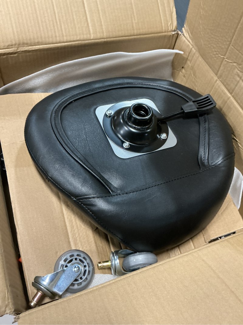 Condition photo showing Good Condition for saddle stool with wheels, rolling ergonomic stool with thick saddle seat, adjustable chair for medical dental massage clinic salon (black, without backrest) without backrest black