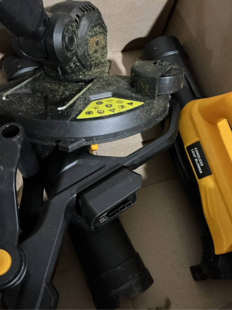 Condition photo showing As Is for cordless weed trimmer and leaf blower combo compatible with dewalt 20v max battery (no battery), 12" auto feed string trimmer & weed eater, lightweight electric weed wacker & edger for lawn, garden
